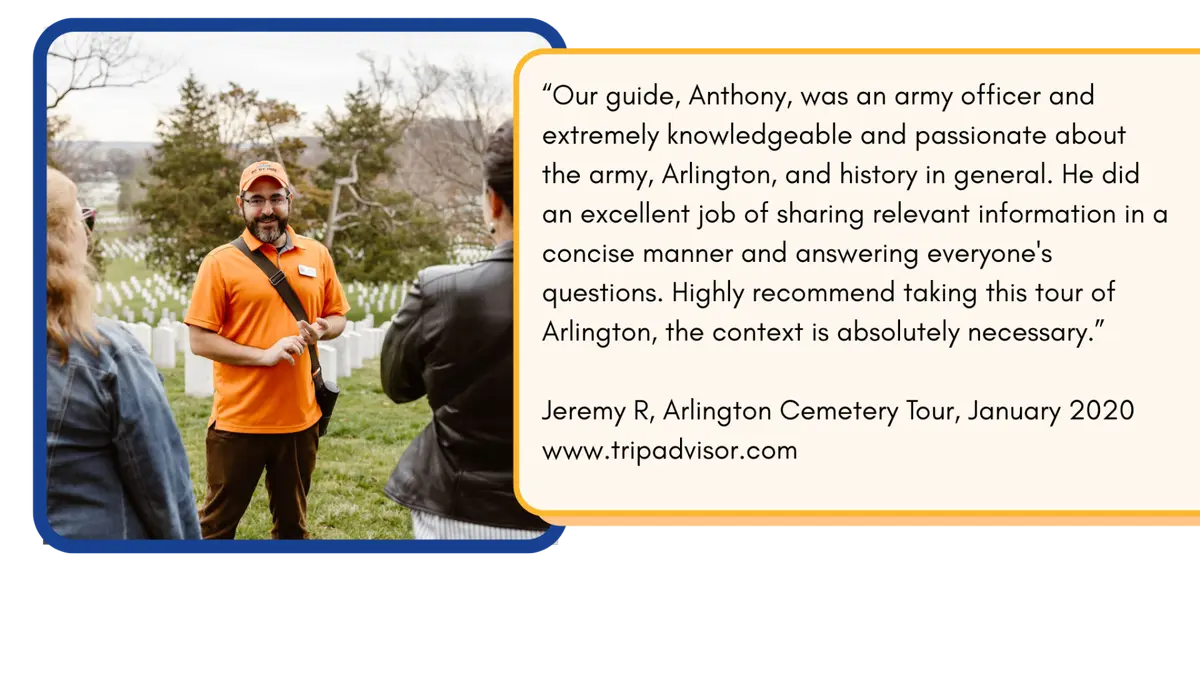 Five star guest review of DC by Foot Arlington National Cemetery tour