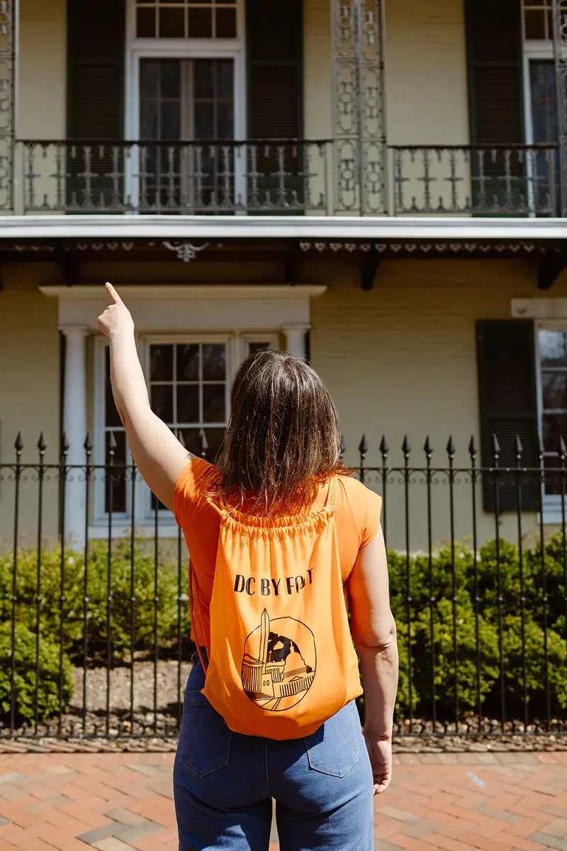 DC by Foot guide leading a corporate group walking tour in Washington DC