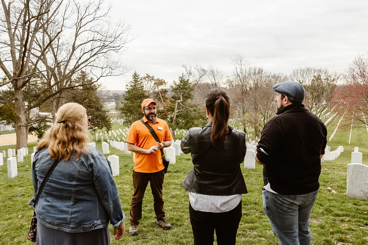 DC by Foot guide leading a walking tour of Arlington Cemetery