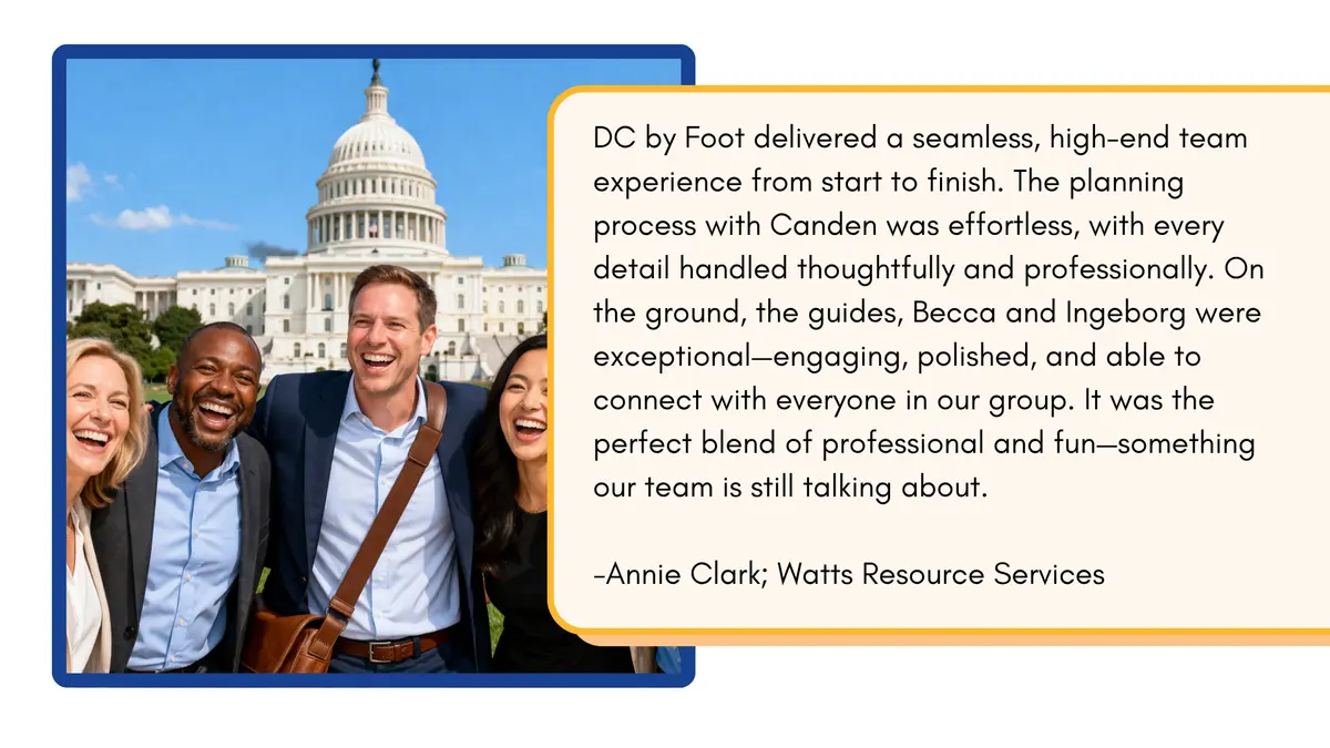 Five star corporate group review of DC by Foot Washington DC tour